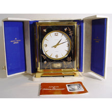 Load image into Gallery viewer, A 1970,s Jaeger le Coultre Black Marina Model Swiss Atmos Clock, Bees Model With Box And Booklet
