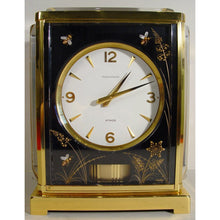 Load image into Gallery viewer, A 1970,s Jaeger le Coultre Black Marina Model Swiss Atmos Clock, Bees Model With Box And Booklet