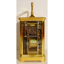 Load image into Gallery viewer, A Fine Quality Late19th Century Antique French Gilded And Laquered Corniche Cased Striking Carriage Clock By Henry Jacot, Paris