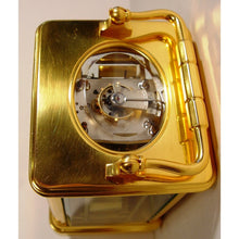 Load image into Gallery viewer, A Fine Quality Late19th Century Antique French Gilded And Laquered Corniche Cased Striking Carriage Clock By Henry Jacot, Paris