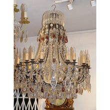 Load image into Gallery viewer, A Very Pretty Large Sized French Late 19th Century Bronze Antique Chandelier With 18-Lights And Hanging Clear And Amethyst Droplets
