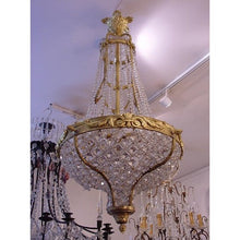 Load image into Gallery viewer, A Late 19th Century 4-Light Medium Size Gilt Bronze And Glass Bead French Regency Style Antique Tent Chandelier