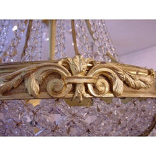Load image into Gallery viewer, A Late 19th Century 4-Light Medium Size Gilt Bronze And Glass Bead French Regency Style Antique Tent Chandelier