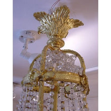 Load image into Gallery viewer, A Late 19th Century 4-Light Medium Size Gilt Bronze And Glass Bead French Regency Style Antique Tent Chandelier