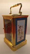 Load image into Gallery viewer, A French Porcelain Panelled Carriage Clock By Margain.
