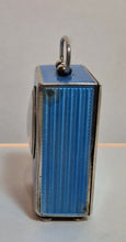 Load image into Gallery viewer, A silver and blue enamel eight day Swiss clock.
