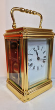 Load image into Gallery viewer, A Late 19th Cent French Gilt Gorge Cased Carriage Clock,Retailed By Goldsmiths Paris.
