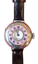 Load image into Gallery viewer, A 1930s stunning ladies silver half hunter wristwatch with gilloche enamel
