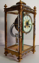 Load image into Gallery viewer, A Lovely French Late 19th Century Champleve Enamel Four-Glass Mantel Clock
