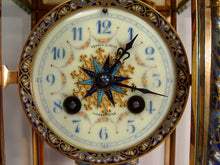 Load image into Gallery viewer, A Lovely French Late 19th Century Champleve Enamel Four-Glass Mantel Clock
