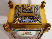 Load image into Gallery viewer, A Lovely French Late 19th Century Champleve Enamel Four-Glass Mantel Clock
