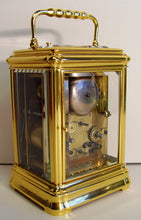 Load image into Gallery viewer, A Fine Quality 19th Cent French Gilt Gorge Cased Repeating Carriage Clock By Brunelot
