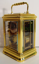 Load image into Gallery viewer, A Fine Quality 19th Cent French Gilt Gorge Cased Repeating Carriage Clock By Brunelot
