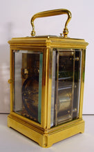 Load image into Gallery viewer, A Fine Quality French Gilt Gorge Cased Repeating Carriage Clock By Soldano
