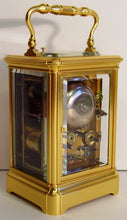 Load image into Gallery viewer, A Fine Quality Late 19th Century French Gilt Gorge Cased Repeating Carriage With Alarm

