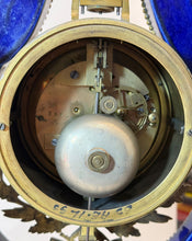 Load image into Gallery viewer, A Sevres Blue Porcelain French Lyre Mantle Clock.