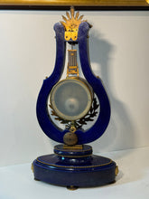 Load image into Gallery viewer, A Sevres Blue Porcelain French Lyre Mantle Clock.