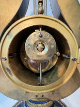 Load image into Gallery viewer, A French Three Piece Porcelain Lyre Clock Set.