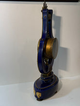 Load image into Gallery viewer, A Sevres Blue Porcelain French Lyre Mantle Clock.