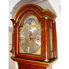 Load image into Gallery viewer, An English George III Late 18th Century Red Lacquer 2-train Moonroller Longcase Clock By James Gibb
