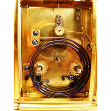Load image into Gallery viewer, A 19th cent French Gilt Bronze Gorge Case Striking Carriage Clock by Henry Jacot Paris With Box And Key