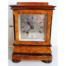 Load image into Gallery viewer, A 19th Century Small Size Burr Walnut English Library Four Glass Clock by Deane, London Bridge, No 329,