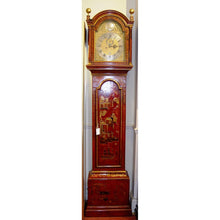 Load image into Gallery viewer, A 1780 Red Japanned And Poly Chrome Gilt Chinoiserie longcase clock By William Cox, London
