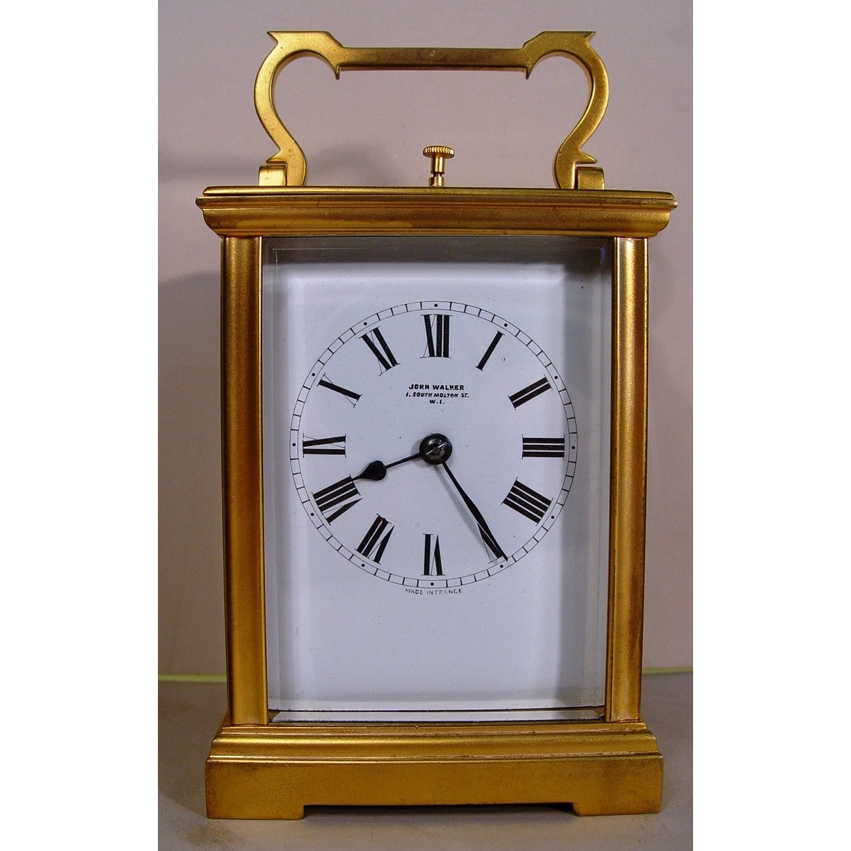 A John Walker Retailed 19th Cent French Gilt Bronze Anglaise Cased  Repeating Carriage Clock