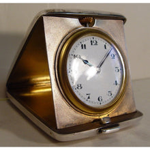 Load image into Gallery viewer, A Fold able Edwardian Hallmarked Silver Case Travelling Clock With Presentation For 1925