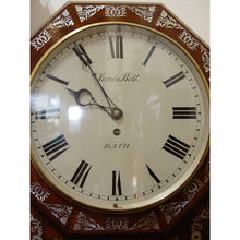Load image into Gallery viewer, An English late Victorian Rosewood And MOP 12-inch Drop-Dial Wall Clock by James Bell, Bath