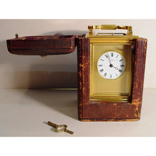 Load image into Gallery viewer, A Soldano French Engraved Gilt Case Repeating Carriage Clock,Retailed By French, London