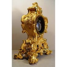 Load image into Gallery viewer, A French 1830&#39;s Gilt Bronze Rococo Mantel Clock By Le Roy, Paris