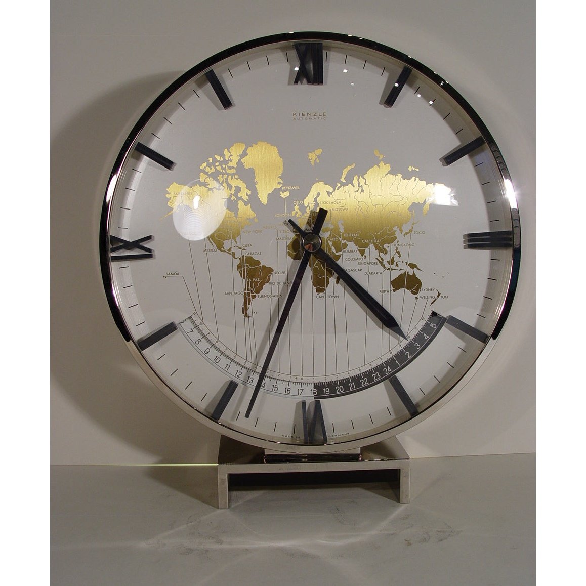 A 1960's Electro / Mechanical Wind Kienzle Brass World Time Desk