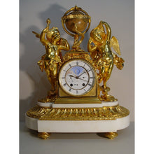Load image into Gallery viewer, A French Ormolu Mantle Clock By Le Roy, Paris With, Calandar Work, Moon Phase And Rotating World Time Globe