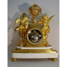 Load image into Gallery viewer, A French Ormolu Mantle Clock By Le Roy, Paris With, Calandar Work, Moon Phase And Rotating World Time Globe
