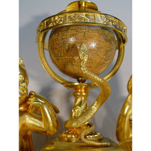 Load image into Gallery viewer, A French Ormolu Mantle Clock By Le Roy, Paris With, Calandar Work, Moon Phase And Rotating World Time Globe
