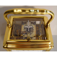 Load image into Gallery viewer, A Fine Quality Late 19th Century French Gilt Gorge Cased Repeating Carriage Clock By Drocourt,