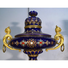 Load image into Gallery viewer, A Large Stunning 19th c French Gilt Bronze And Sevres Jewelled Porcelain Three Piece Clock Garniture,Paris,