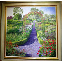 Load image into Gallery viewer, An Original Acrylic On Canvas, Pointillist Style Painting Of The Walled Garden At Kellie Castle