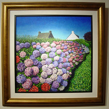 Load image into Gallery viewer, An Original Acrylic On Canvas, Pointillist Style Painting Of  Hydrangeas in Vannes  By Susan Entwistle