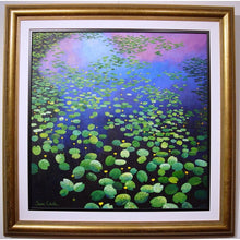Load image into Gallery viewer, An Original Acrylic On Canvas, Pointillist Style Painting Of Water Lilies By Susan Entwistle
