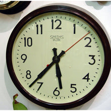 Load image into Gallery viewer, An English 1940’s Smiths Sectric 12-inch Dial Wall Clock In A Bakerlight Case,
