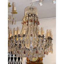Load image into Gallery viewer, A Very Pretty Large Sized French Late 19th Century Bronze Antique Chandelier With 18-Lights And Hanging Clear And Amethyst Droplets