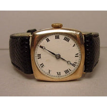 Load image into Gallery viewer, An Early 9ct Gold Ladies Cushion Case Swiss Antique Wristwatch