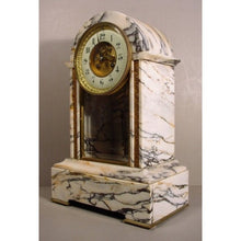 Load image into Gallery viewer, Late 19th Century Carrera White Marble/ Blue Vein Three Piece Four-Glass Clock