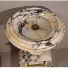 Load image into Gallery viewer, Late 19th Century Carrera White Marble/ Blue Vein Three Piece Four-Glass Clock