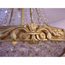 Load image into Gallery viewer, A Late 19th Century 4-Light Medium Size Gilt Bronze And Glass Bead French Regency Style Antique Tent Chandelier
